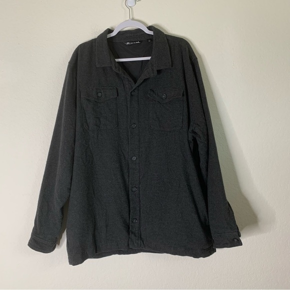 Travis Mathew Mens Elijah Gray 100% cotton button down Jacket pockets XXL